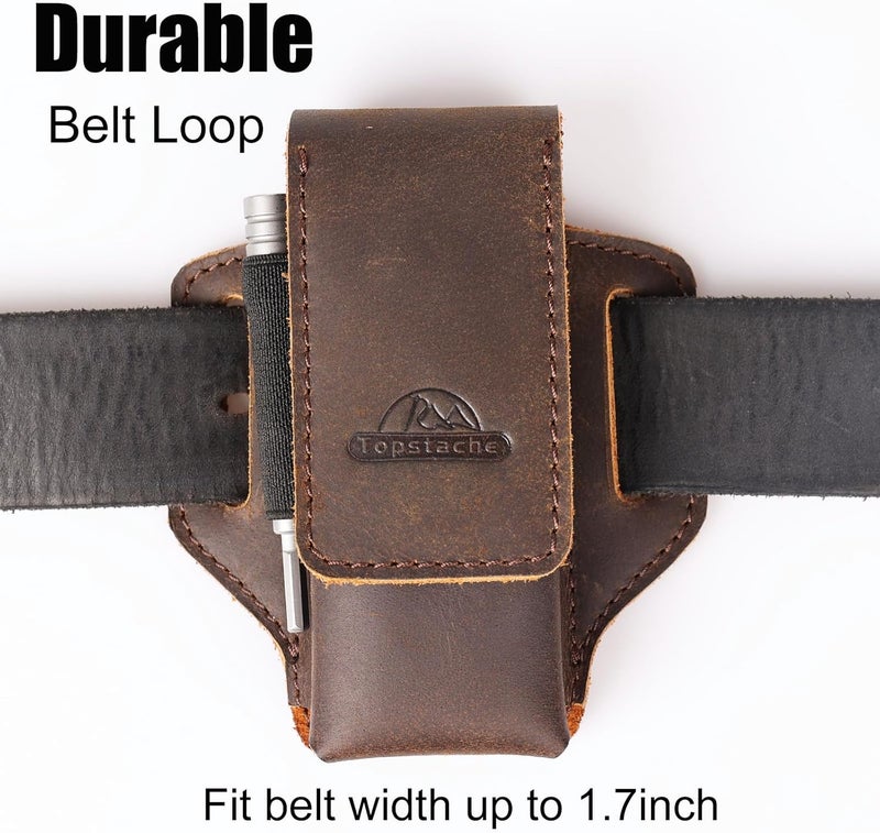topstache Leather Multitool Sheath for Belt - Multitool Holder - EDC Belt Organizer - Two Magnetic Closure - Darkbrown - Image 5